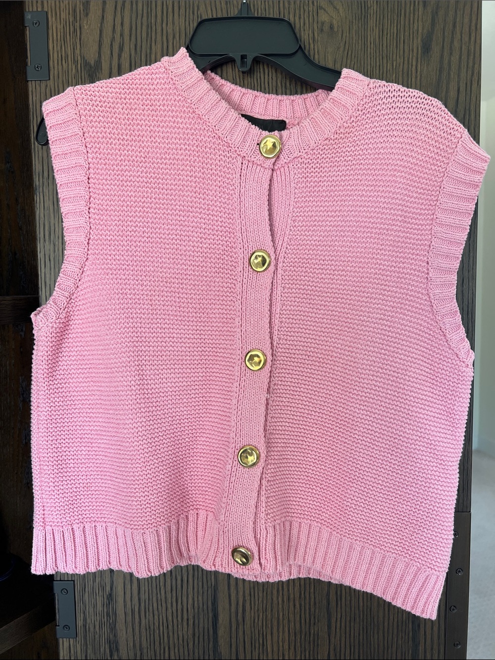 Zara Pink Button-Up Knit Vest